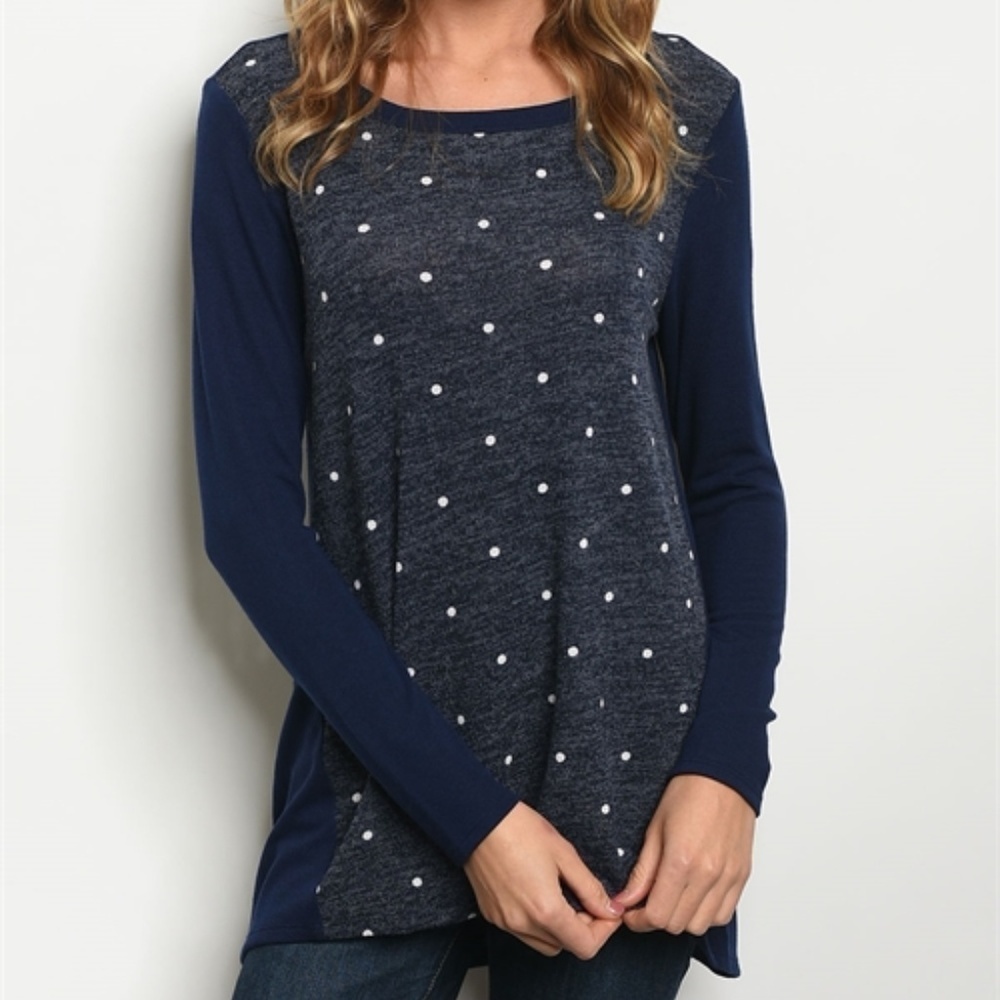 Navy Polka Dot Top